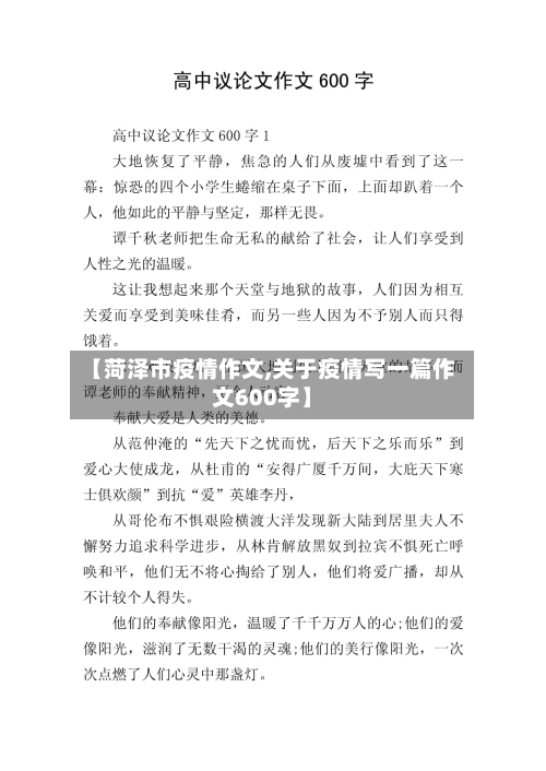 【菏泽市疫情作文,关于疫情写一篇作文600字】