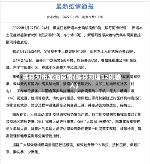 绥芬河市加油疫情(绥芬河增12例输入)