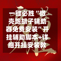 一键必胜“微壳跑胡子辅助器免费安装”开挂辅助脚本+详细开挂安装教程-第3张图片