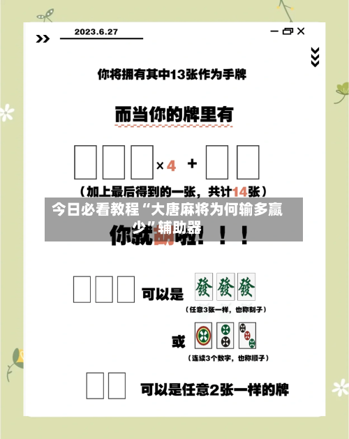今日必看教程“大唐麻将为何输多赢少”辅助器-第3张图片