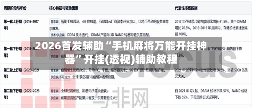 2026首发辅助“手机麻将万能开挂神器”开挂(透视)辅助教程