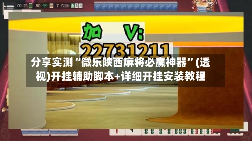 分享实测“微乐陕西麻将必赢神器”(透视)开挂辅助脚本+详细开挂安装教程-第2张图片