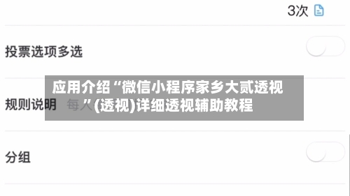 应用介绍“微信小程序家乡大贰透视”(透视)详细透视辅助教程-第2张图片
