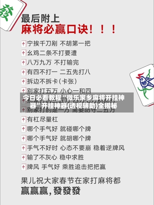 今日必看教程“微乐家乡麻将开挂神器”开挂神器{透视辅助}全揭秘-第3张图片