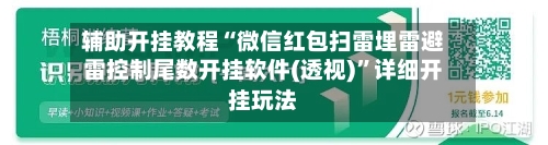 辅助开挂教程“微信红包扫雷埋雷避雷控制尾数开挂软件(透视)”详细开挂玩法