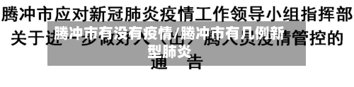 腾冲市有没有疫情/腾冲市有几例新型肺炎-第3张图片