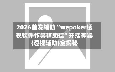 2026首发辅助“wepoker透视软件作弊辅助挂”开挂神器{透视辅助}全揭秘-第2张图片