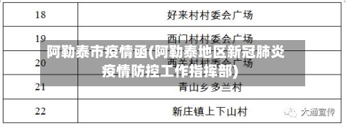 阿勒泰市疫情函(阿勒泰地区新冠肺炎疫情防控工作指挥部)-第2张图片