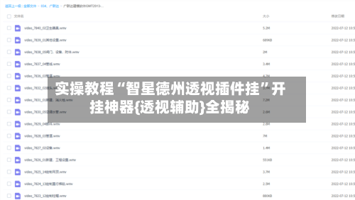 实操教程“智星德州透视插件挂”开挂神器{透视辅助}全揭秘-第2张图片